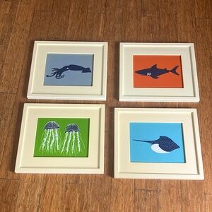 Under the sea bundle, cute sea animal matted and framed prints